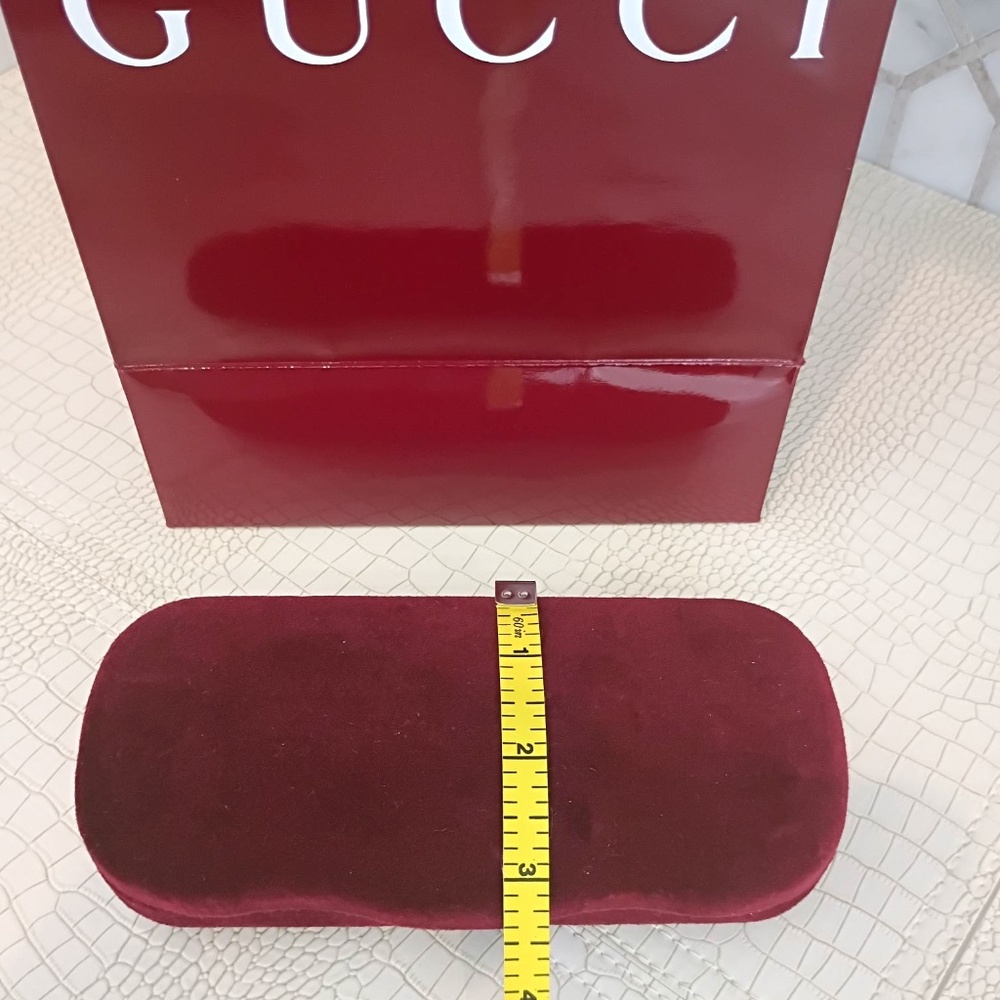 Gucci Burgundy Velvet Sunglass Case. (Large) w/ Gucci Black Silky Pouch - Picture 5 of 16
